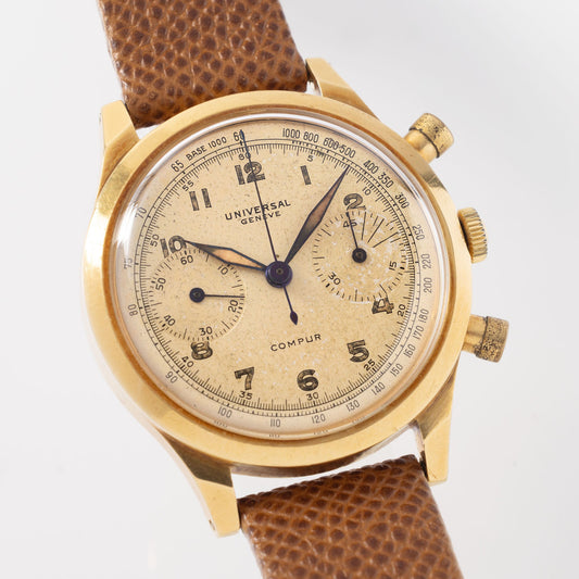 Universal Geneve Compur Chronograph 18kt Gold Ref 12430 Spillmann case