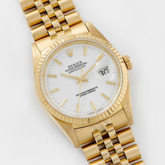 Rolex Datejust Yellow Gold with White Porcelain Dial 16238