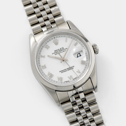 Rolex Datejust White Porcelain Roman Numerals Dial 16200