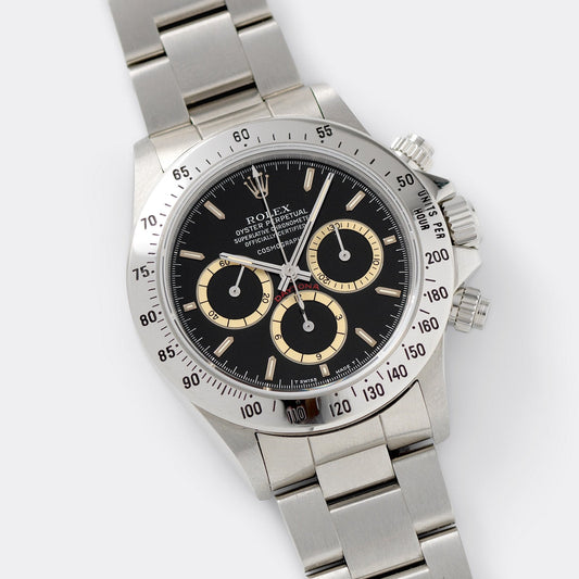 Rolex Daytona Steel 16520 Black Floating Dial Box And Papers