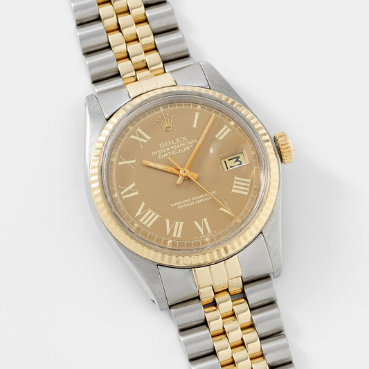 Rolex Datejust 1601 Steel And Gold Brown Buckley Dial