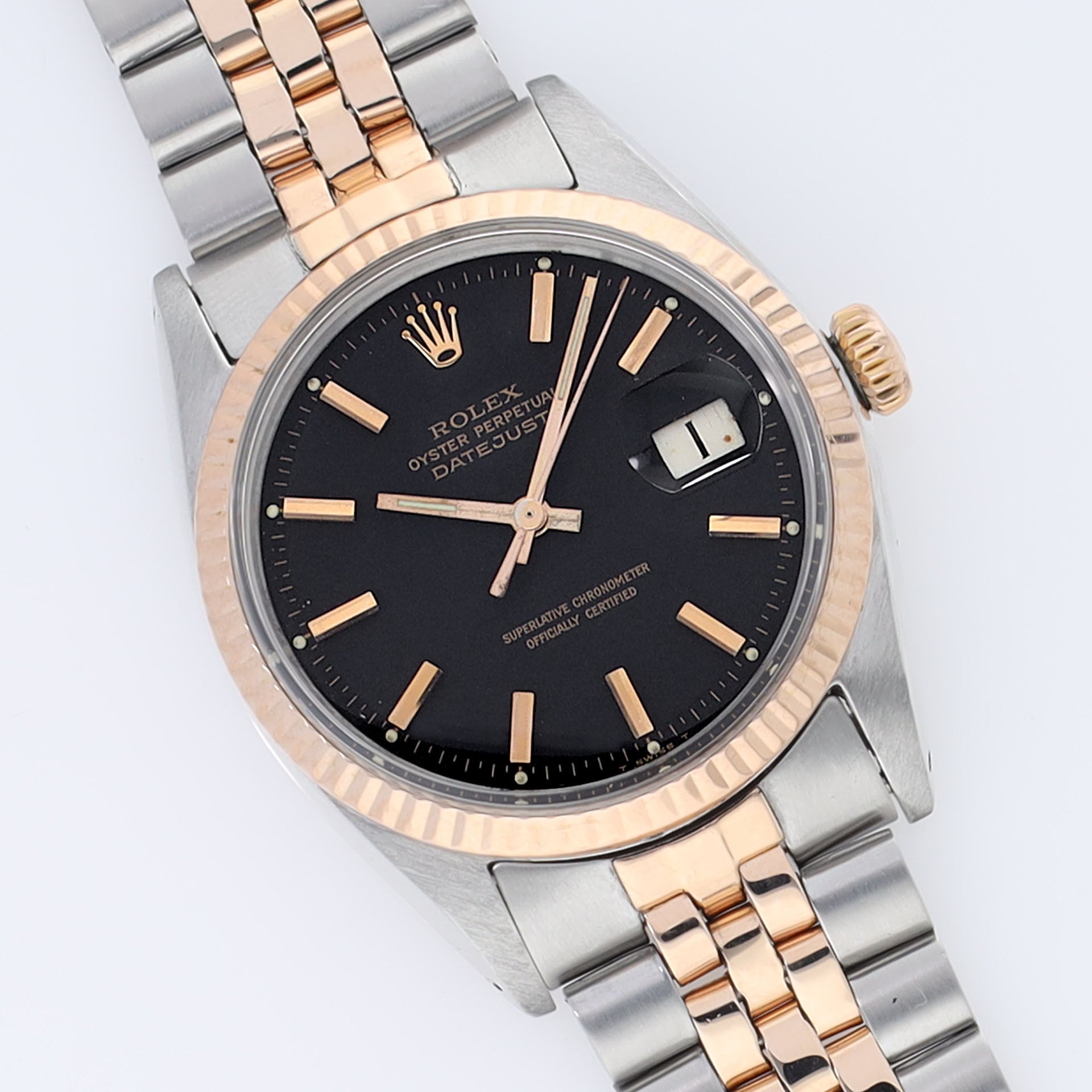 Rolex Datejust 1601 Steel And Rose Gold With Black Dial