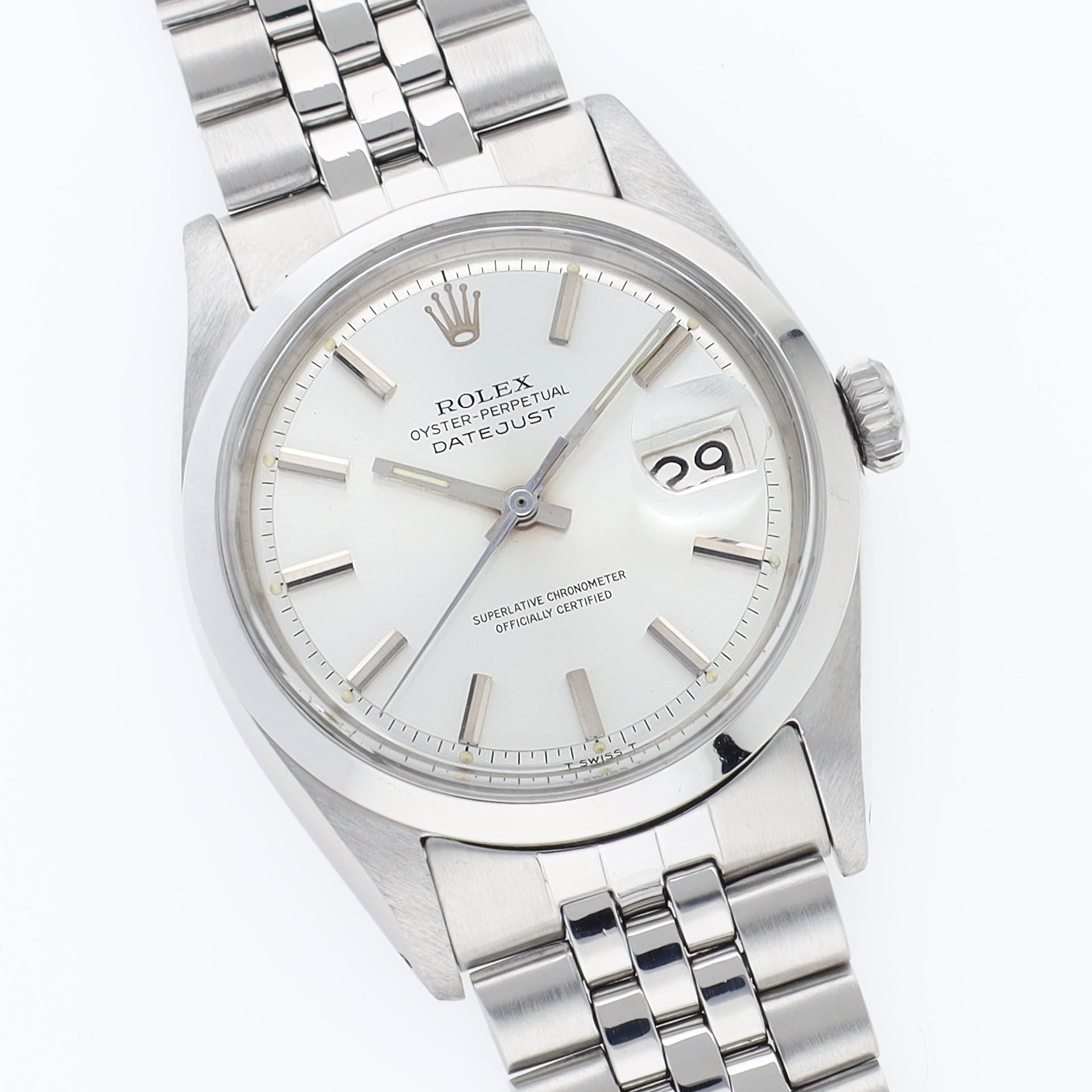 Rolex Datejust 1600 Silver Soleil Pie Pan Dial