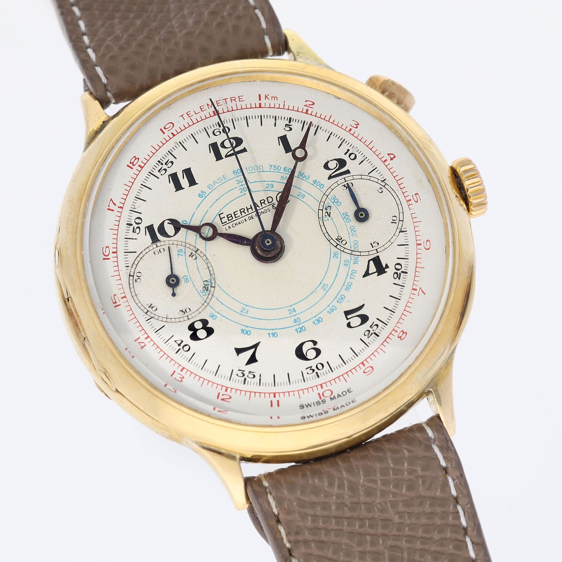 Eberhard & Co Monopusher Pre Extra Fort Chronograph 18k Yellow Gold