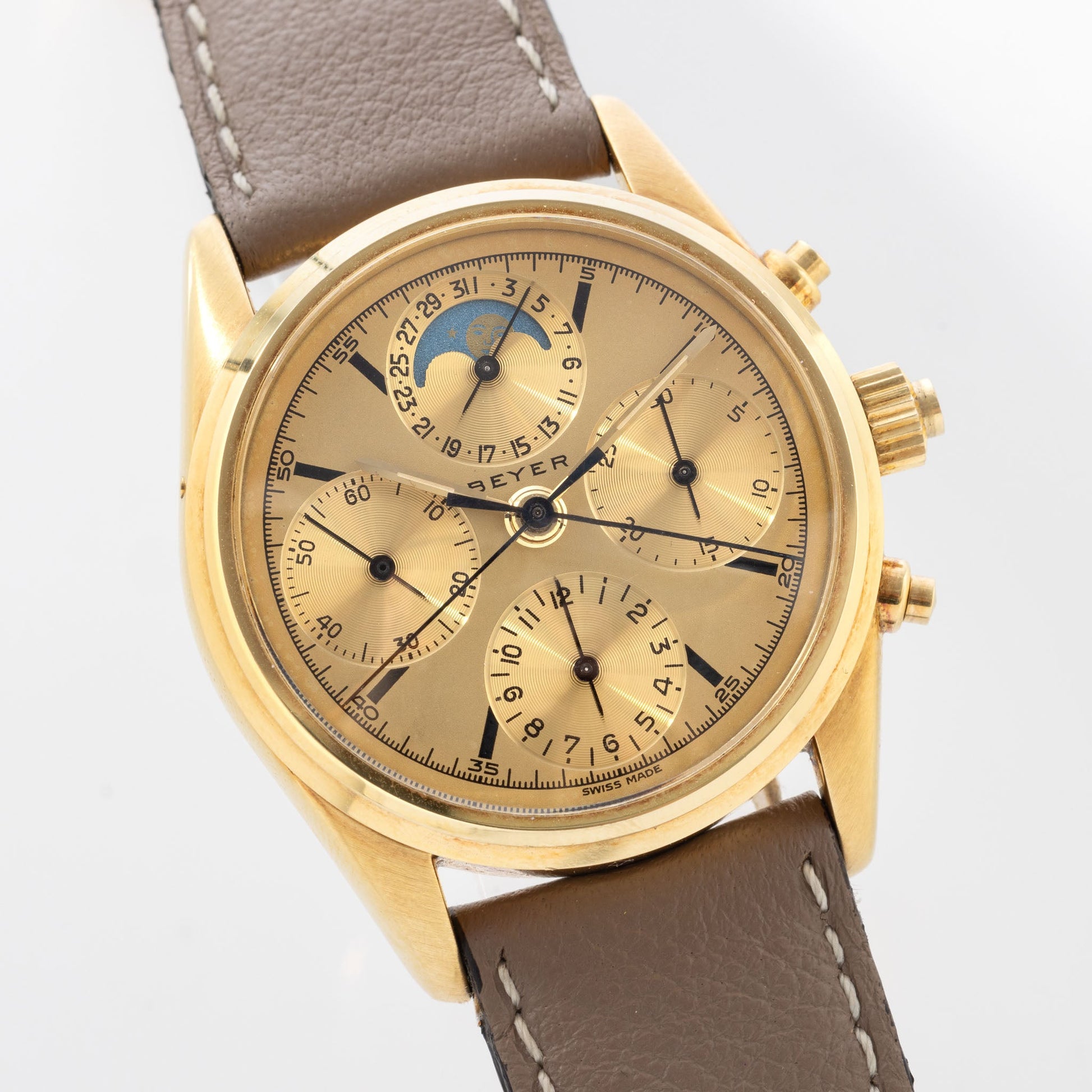 Beyer Split Seconds Moon Phase Chronograph in 18kt Yellow Gold