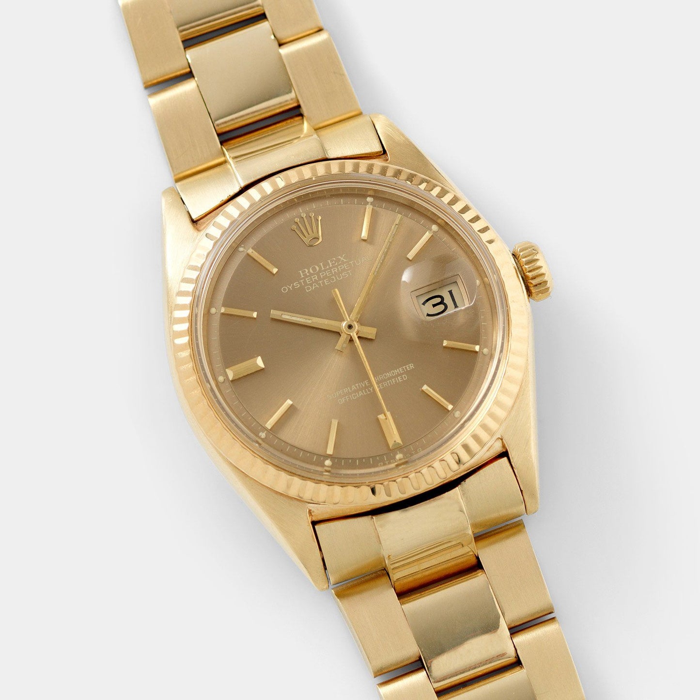 Rolex Datejust 14kt Yellow Gold 1601 Tobacco Dial 